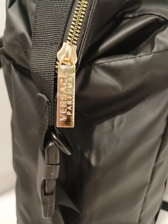 Versace Black Gold Greek Key Backpack Travel Bag main image 5